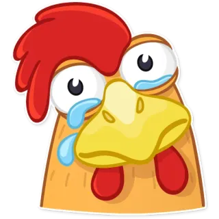 😢 frango, triste, chorando, animal, desenho animado, emoji whatsapp sticker