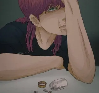 💊 Аниме, Таблетки, Депрессия, Лекарства, Грустный telegram sticker