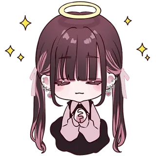 😇 Anime meisje, Cartoon, Schattig, Kawaii, Glitter, Engel telegram sticker