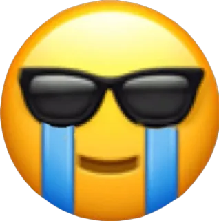 😎 emoji, crying, sunglasses, cool, yellow telegram sticker