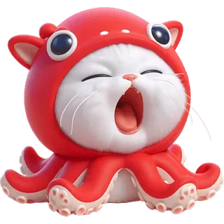 🥱 cat, octopus, animal, cute, cartoon, sticker telegram sticker