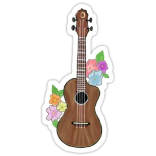 🎸 ukulele, guitar, music, instrument, flowers, floral, sticker, musical instrument telegram sticker