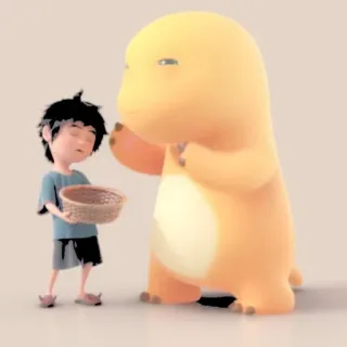 🦕 Cartoon, Animation, Kind, Monster, Korb, Süß, Freundlich telegram sticker