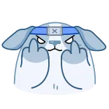 🖕 토끼, 가운데 손가락, 불쾌한, 동물, 만화, 화난, 스티커 telegram sticker