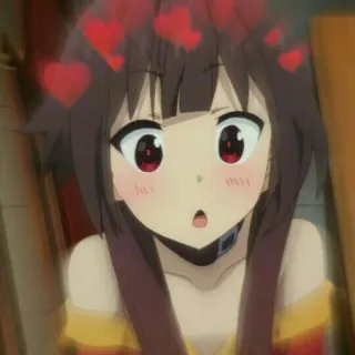 😯 Megumin Konosuba Anime, mignon, coeurs, kawaii, Konosuba, Megumin, fille anime telegram sticker