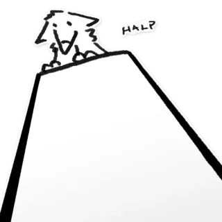 ⬆ HALP собака, животное, мультфильм, помощь, скала telegram sticker