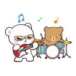 🥁 osos, música, banda, guitarra, batería, lindo whatsapp sticker