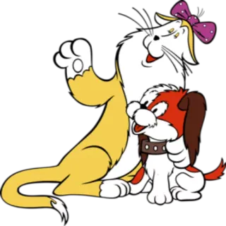 🤔 кот, собака, мультфильм, животные, дружба, питомец, милый telegram sticker