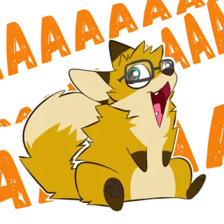 😱 AAAAA cartoon, fox, glasses, animal, cute, happy, excited telegram sticker