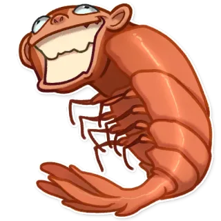🍤 エビ, 漫画, 動物, 海の生き物, 面白い, 生き物, 笑顔, 幸せ telegram sticker