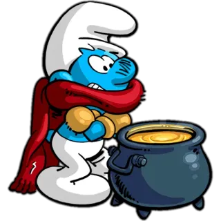 ❄ Smurf การ์ตูน, หนาว, ฤดูหนาว, ทำอาหาร, หม้อ whatsapp sticker