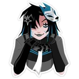 😈 sticker, cartoon, character, mask, anime, goth, girl telegram sticker