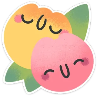 🤗 桃, フルーツ, かわいい, kawaii, 食べ物, イラスト, ステッカー telegram sticker