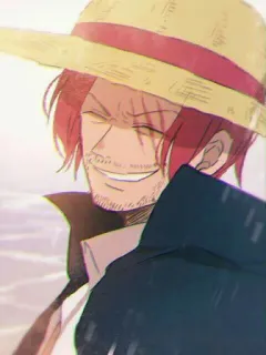😄 Shanks One Piece Anime, One Piece, Shanks, Pirat, Słomkowy kapelusz, Rude włosy, Uśmiechnięty telegram sticker