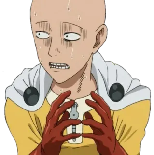 😰 Saitama One-Punch Man Сайтама, Ванпанчмен, Аниме, Манга, Герой, Супергерой, Обеспокоен whatsapp sticker