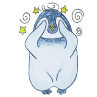😵 pingouin, dessin animé, étourdi, étoiles, mignon telegram sticker