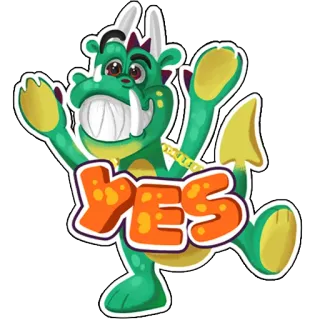 👌 YES dragão, sim, positivo, aprovação, desenho animado telegram sticker