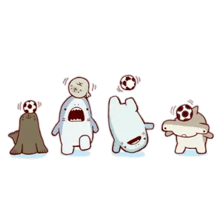🙂 アザラシ, サメ, カバ, かわいい動物, 漫画, サッカー, スポーツ telegram sticker