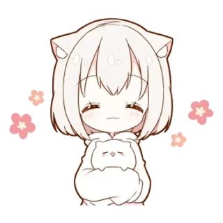 🌟 anime, gatto, carino, kawaii, chibi whatsapp sticker