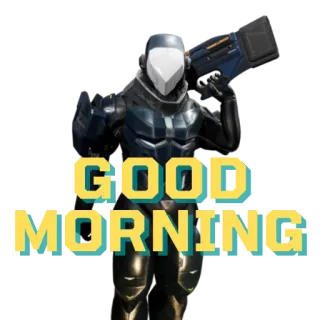 🌞 GOOD MORNING soldado futurista, arma, bom dia, ficção científica, armadura telegram sticker