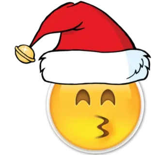 😙 emoji, natal, gorro de papai noel, festivo, beijo, feriado telegram sticker