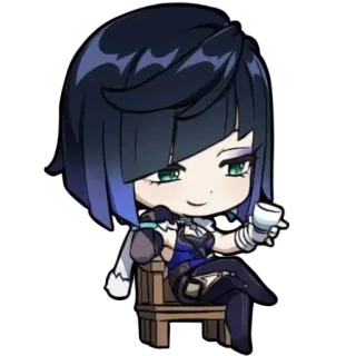 ☕️ Yelan Genshin Impact Anime, Chibi, Videojuego, Chica, Yelan telegram sticker