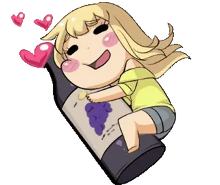 🎈 Desenho animado, Garota, Vinho, Garrafa, Amor, Uvas, Fofo whatsapp sticker