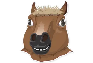 🐴 paard, dier, cartoon, grappig, paardachtig, masker, kostuum telegram sticker