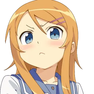 😠 anime girl, cute, cartoon, anime character, blonde hair, blue eyes telegram sticker