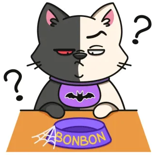 😑 BONBON 猫, 万圣节, 动物, 问题, 宠物 whatsapp sticker
