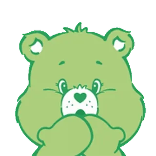 😊 Care Bear ケアベア, 緑, かわいい, 漫画のクマ, ハート whatsapp sticker