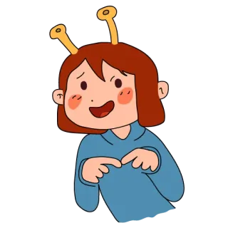 👉 Dessin animé, Fille, Antenne, Enfant, Mignon, Personnage whatsapp sticker