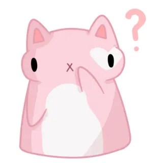 🤔 แมว, สติกเกอร์, สับสน, คำถาม, กำลังคิด, สีชมพู, น่ารัก telegram sticker
