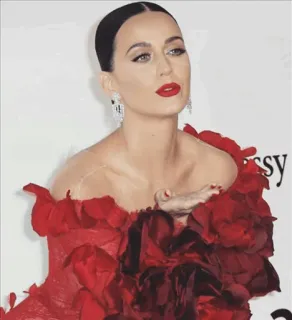 🌹 Katy Perry selebriti, penyanyi, gaun merah, wanita, potret telegram sticker