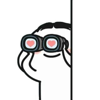 🍡 binoculars, heart, love, looking, peeking, sticker telegram sticker