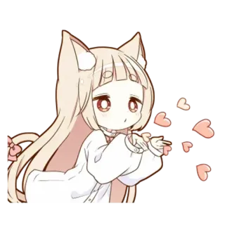 😘 Anime, Kawaii, Fofo, Corações, Chibi, Garota gato telegram sticker