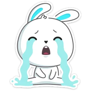 😭 conejo, llorando, triste, emoji, dibujos animados, sticker telegram sticker