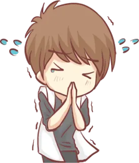 🙏 lindo, suplicante, anime, chibi, lloroso, petición, rogando telegram sticker