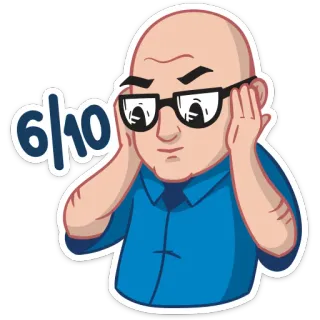 👎 6/10 rating, evaluation, score, critic, expression, assessment, glasses, man whatsapp sticker