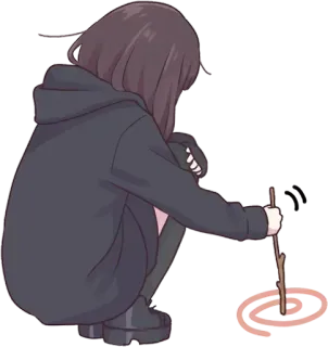 😞 动漫女孩, 绘画, 女孩, 可爱, 贴纸 whatsapp sticker