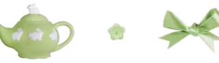 🤩 teiera, fiocco, tè, verde, verde chiaro, carino telegram sticker
