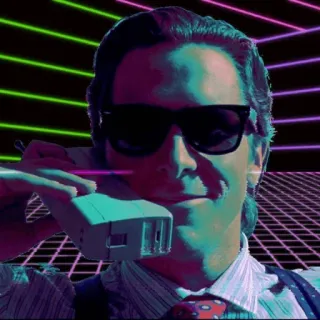 😎 Patrick Bateman American Psycho Patrick Bateman, American Psycho, Sonnenbrille, Telefon, 80er, Yuppie whatsapp sticker