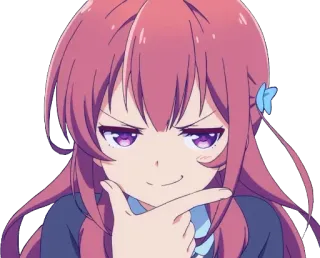 😏 Anime, Chica, Pensando, Travieso, Lindo, Personaje whatsapp sticker