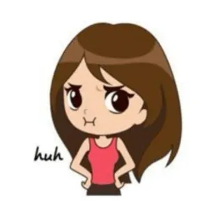 😒 huh cartoon, girl, expression, confused, huh telegram sticker