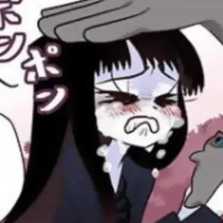 😭 płacz, anime, manga, smutny, klepanie po głowie, płaczący, ilustracja, ręka telegram sticker
