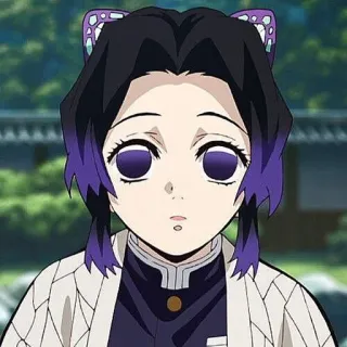 🌟 Shinobu Kocho Demon Slayer 动漫, 鬼灭之刃, 蝴蝶忍, 角色, 紫色, 女孩 telegram sticker