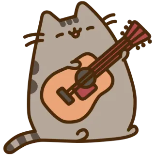 🎸 Pusheen 猫, ギター, 音楽, 漫画, プシーン telegram sticker