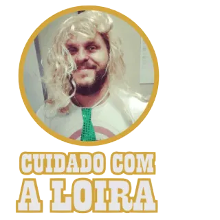 🙆 CUIDADO COM A LOIRA pirang, peringatan, humor, hati-hati, pria pakai wig telegram sticker