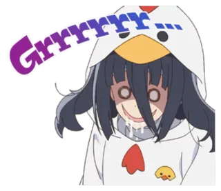 🐔 Grrrr... Аниме, Курица, Злой, Ррр, Мультфильм, Толстовка, Милый telegram sticker