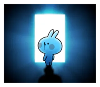 🚶 Cartoon, Hase, Süß, Blau, Schatten, Türrahmen telegram sticker